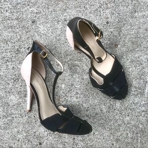 Zara Cage Toe T-Strap Stiletto Heels